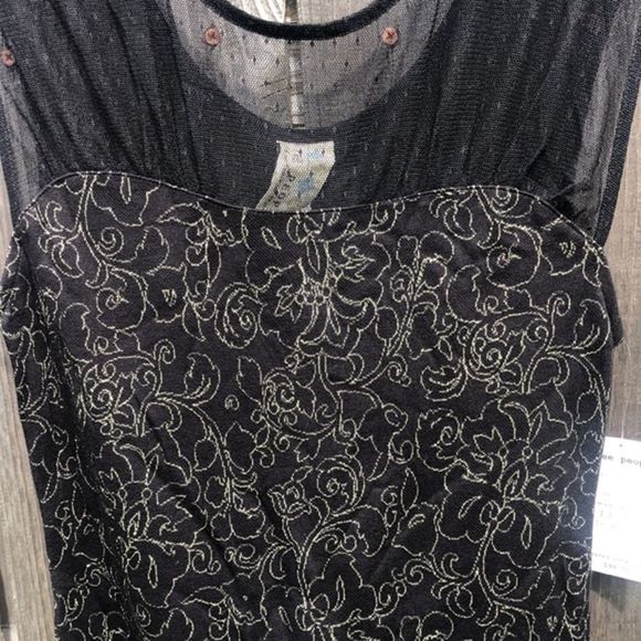111. FREE PEOPLE DRESS black & Gold NWT - Picture 13 of 14